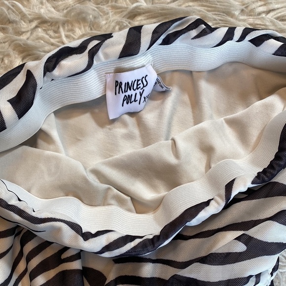 Princess Polly Elijah Mini Skirt Ruched Mesh Zebra Print sz 6 - Picture 8 of 10